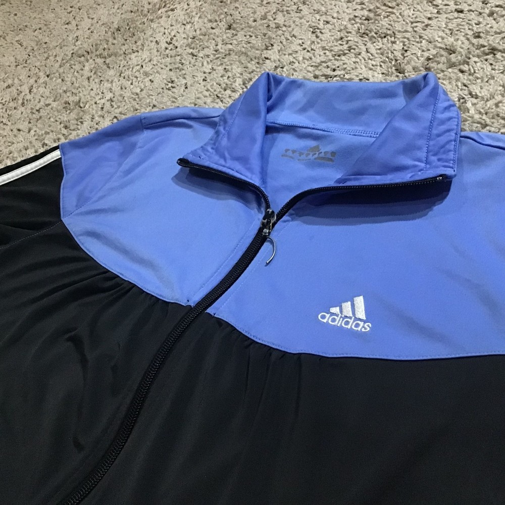 Adidas Women's Warm Up Light Jacket Small Black and Blue Zip Up